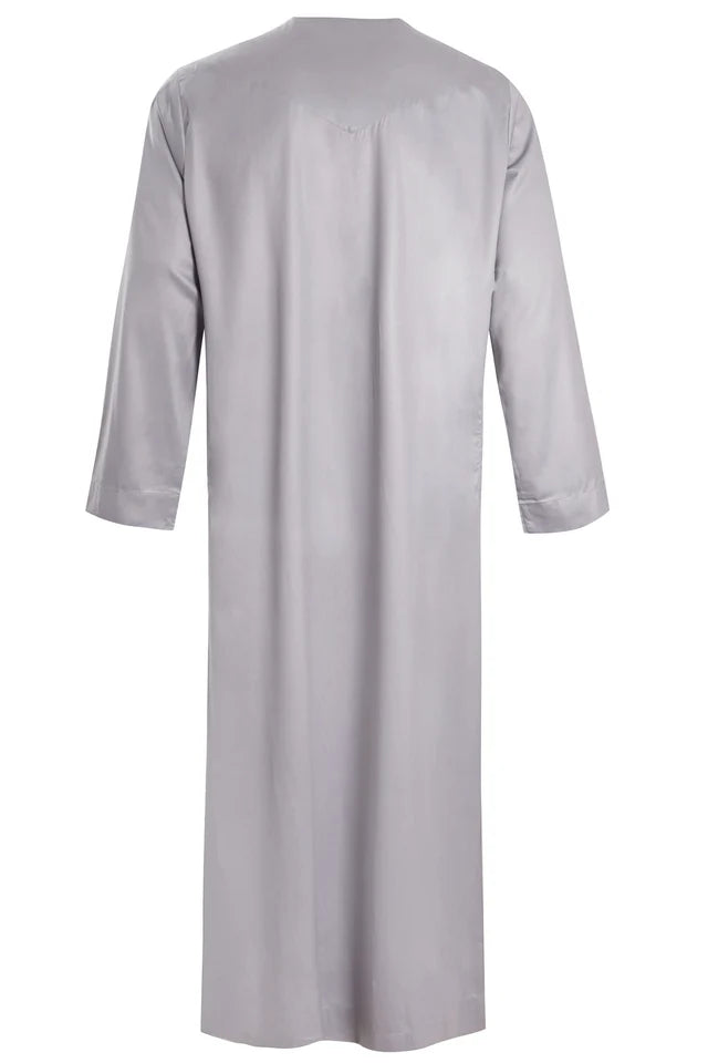 Grey Plain Shiny Thobe