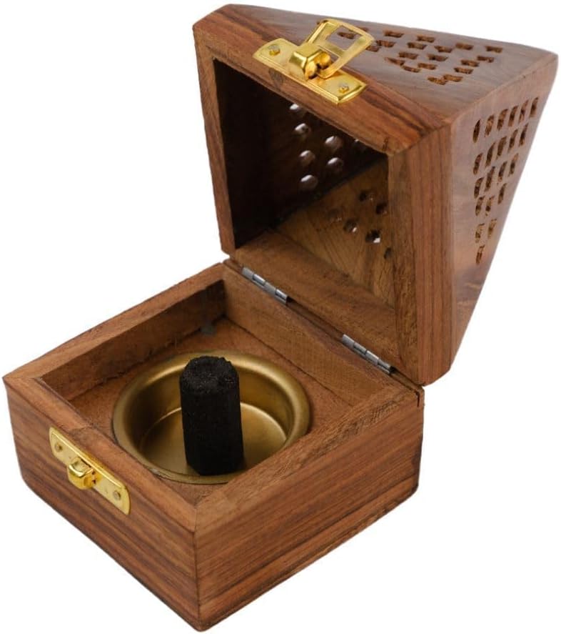safety wooden bakhoor burner pyramid shape